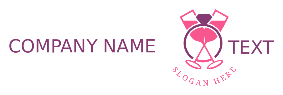 restaurant logo two champagne glasses in ring 