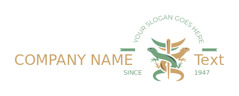 animal logo lizards intertwined over caduceus