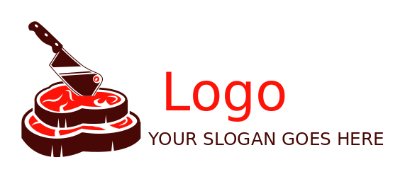 restaurant logo meat slices with butcher knife