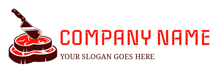 restaurant logo meat slices with butcher knife