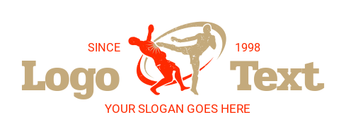 sports logo two men kickboxing with swooshes