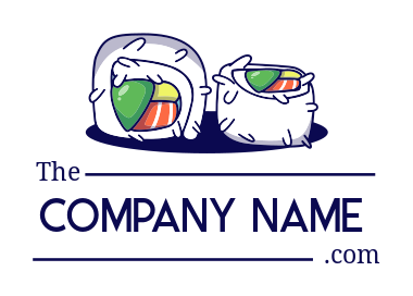 logo template of two pieces of sushi on plate