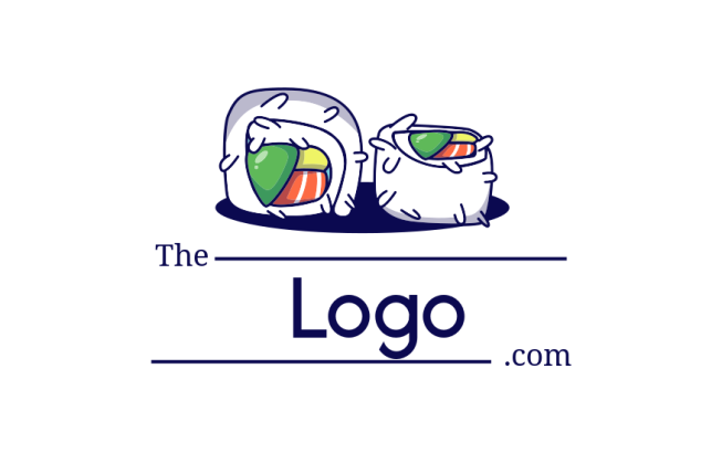 logo template of two pieces of sushi on plate