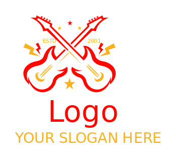 entertainment logo two rock band guitars