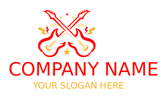 entertainment logo two rock band guitars