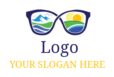 travel agent logo scenic landscapes in glasses