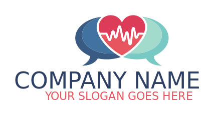 two speech therapy bubbles with sound waves inside heart 