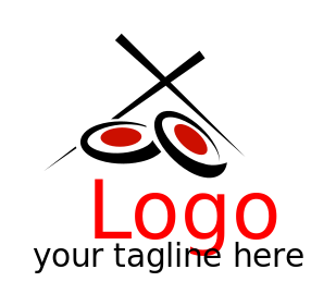 two sushi rolls with two chopsticks logo generator