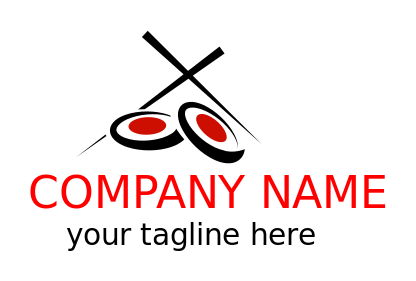 restaurant logo two sushi rolls with chopsticks