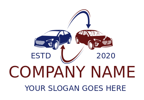 car repair logo swoosh arrows after collision