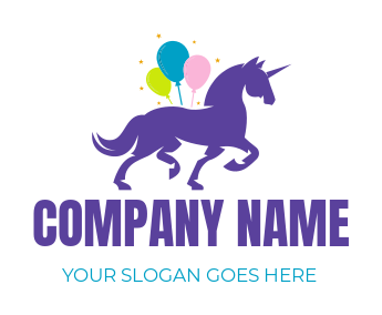 childcare logo maker unicorn with balloons