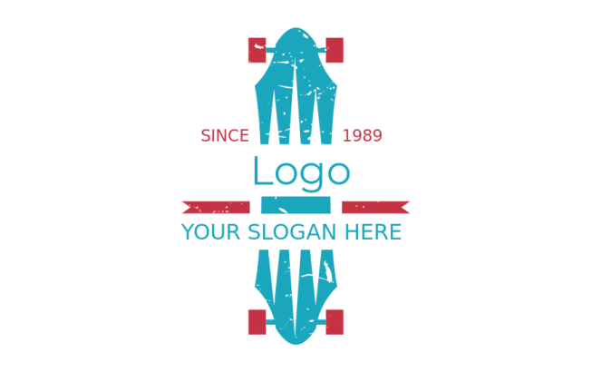 vertical skateboard icon in retro design logo maker