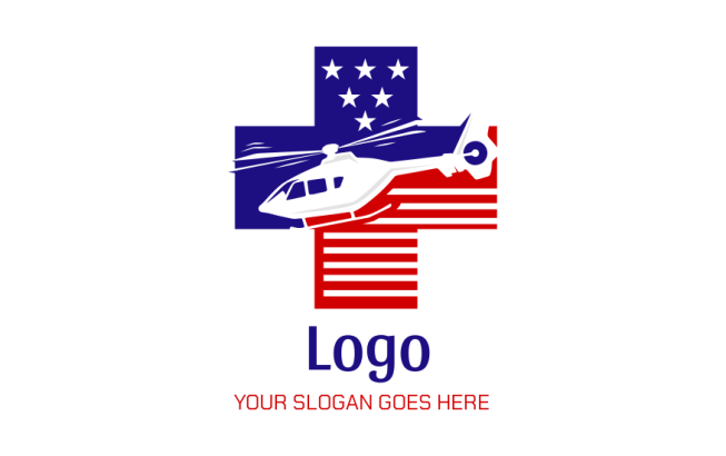 veteran cross and negative space helicopter logo idea