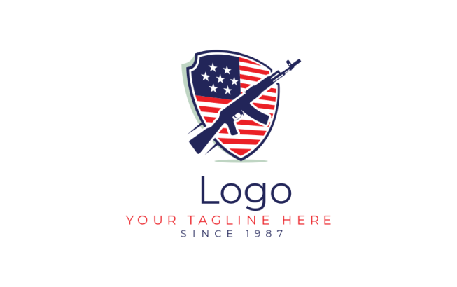 Security Logo Rifle security logo veteran flag shield with ak-47 gun | Logo Template by ...