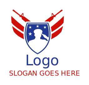 community logo veteran in shield with guns wings