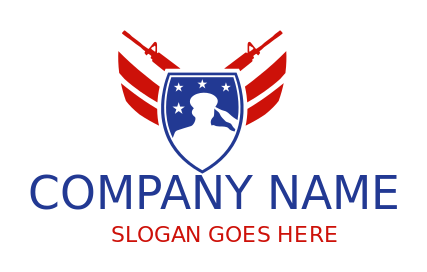 community logo veteran in shield with guns wings