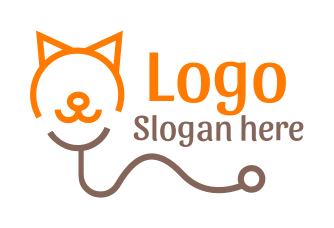 animal logo stethoscope with abstract cat face