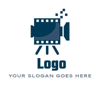 photography logo video camera in film reel pixel