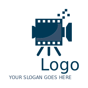 photography logo video camera in film reel pixel