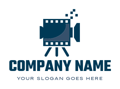 photography logo video camera in film reel pixel