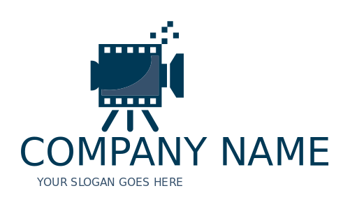 photography logo video camera in film reel pixel
