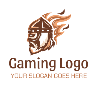 games logo maker viking head on fire