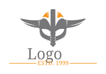 security logo viking helmet with wings and sword