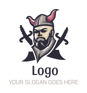 gaming store logo viking horns and cris-cross swords