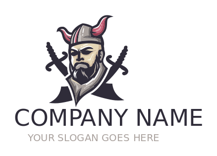 gaming store logo viking horns and cris-cross swords