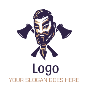 barber shop logo online vikings axes with man
