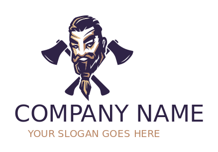 barber shop logo online vikings axes with man