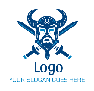 games logo Vikings with horns helmet swords