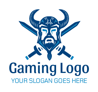 games logo Vikings with horns helmet swords