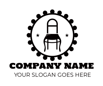 Make a logo of vintage chair in circle 