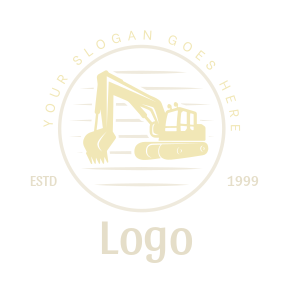 construction logo excavator silhouette in circle 
