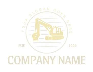 vintage excavator silhouette in circle 