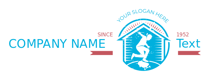 grunge logo illustration skateboarder in hut