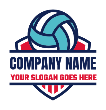 sports logo volleyball on shield badge