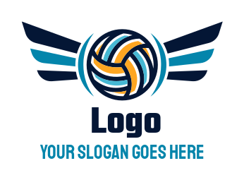 sports logo template volleyball with wings