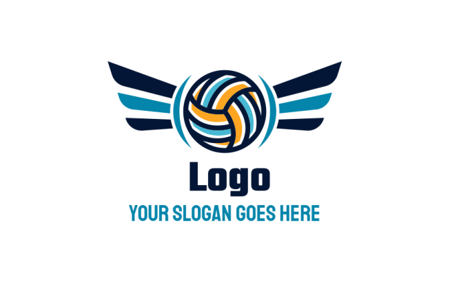sports logo template volleyball with wings