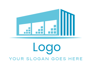 Create a storage logo of a warehouse building