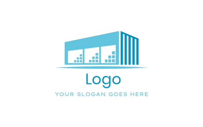 Create a storage logo of a warehouse building
