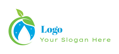 cleaning logo drop in circle with leaves & stars