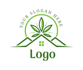 real estate logo weed in circle on house roofs