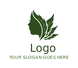 beauty logo leaves merged with woman face