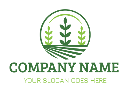 wheat farm field with crops in circle logo design