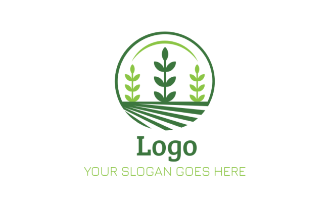 wheat farm field with crops in circle logo design