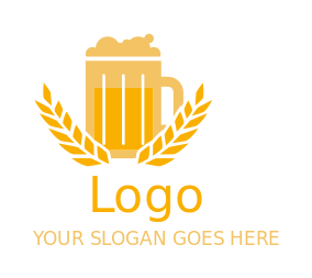 bar logo wheat stalks around beer mug