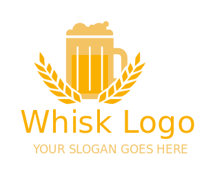 bar logo wheat stalks around beer mug