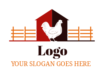 animal logo chicken inside farm house